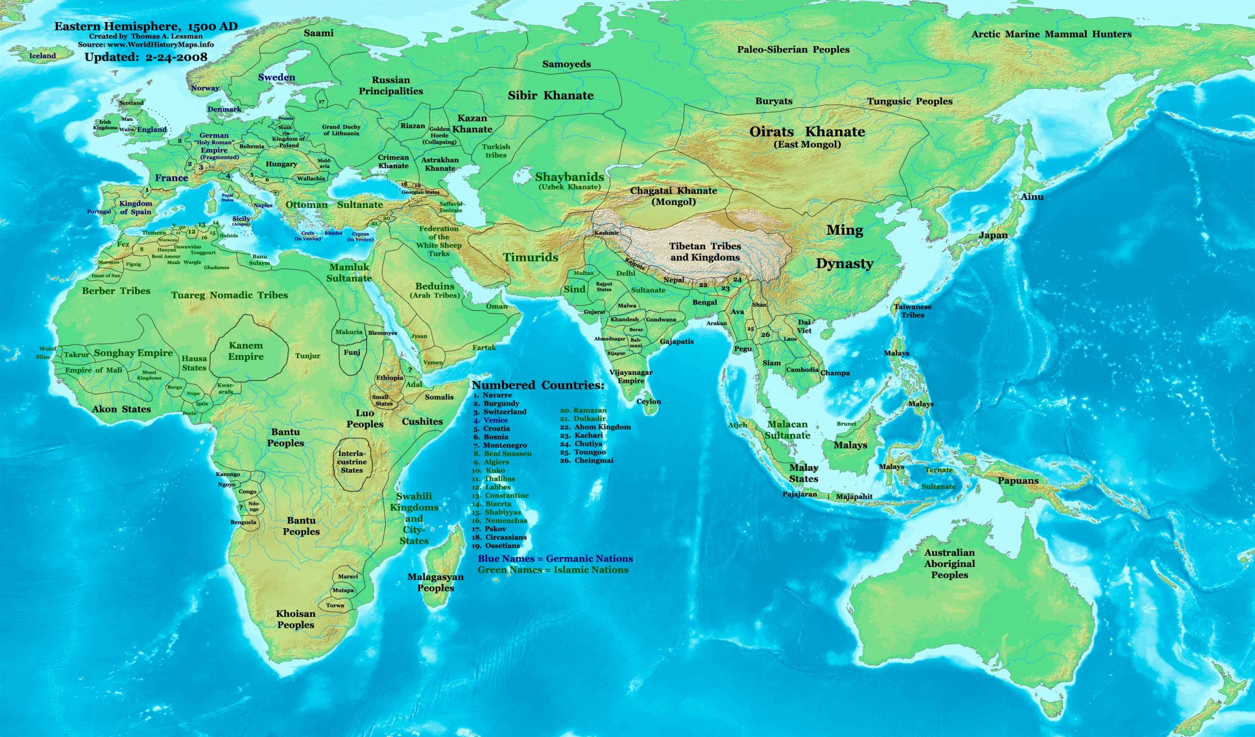 World map 1500 AD - World History Maps