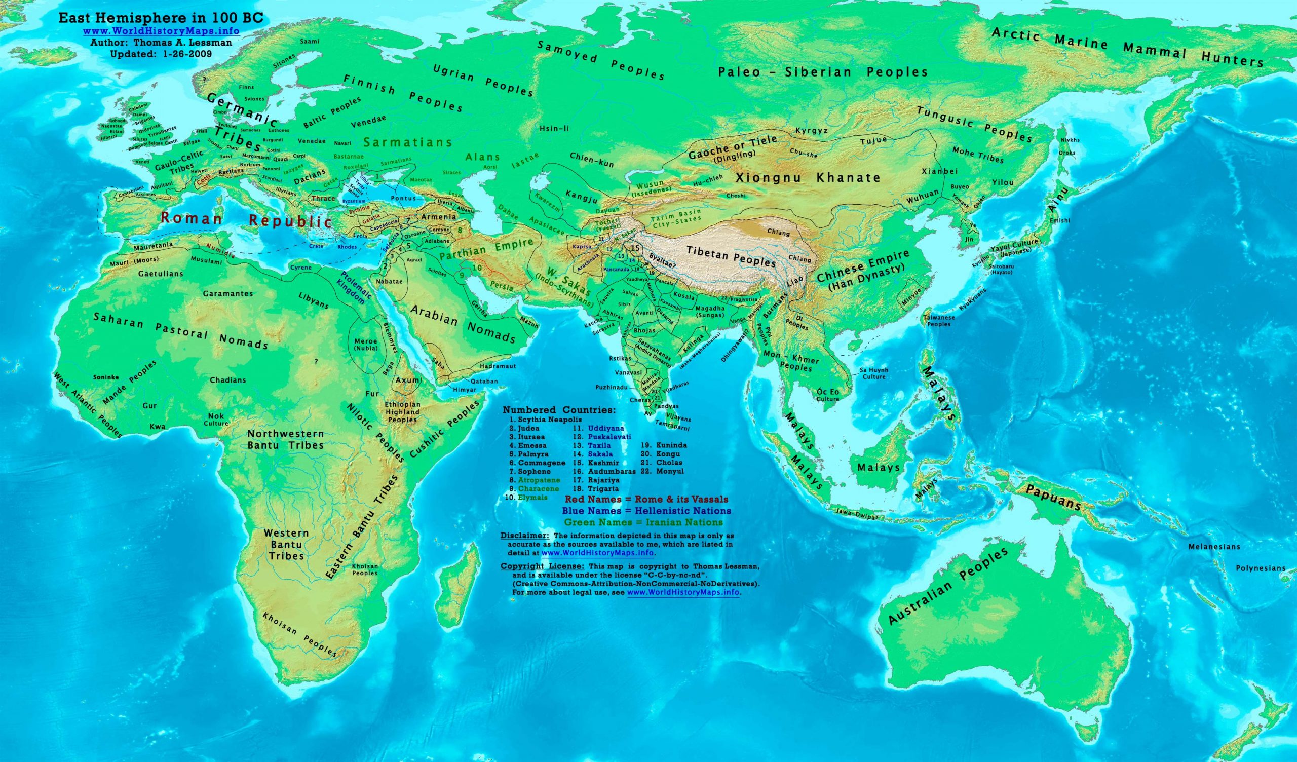 100 BC World map