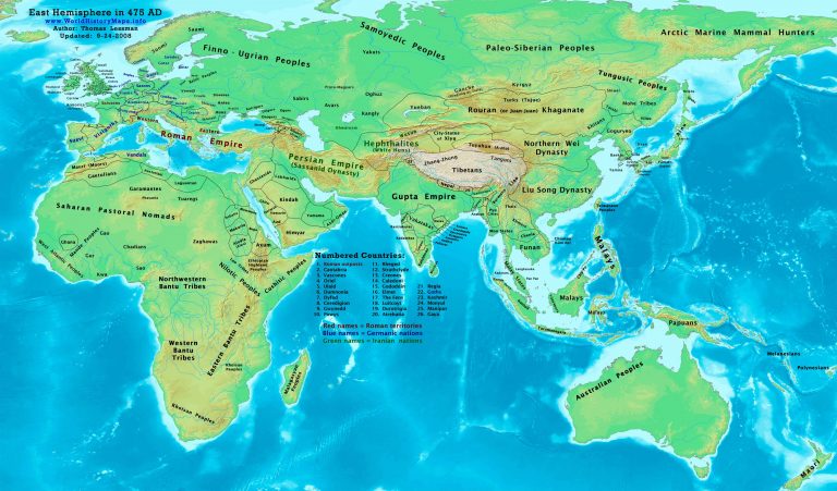 World map 475 AD - World History Maps